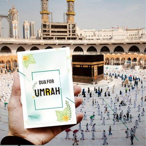 62 szt./zestaw Umrah Dua Flashcards Kit • Arabski, Transliteracja, Angielskie tłumaczenie, Karty przypominające o modlitwie Islamic Duah Companion • FS-002