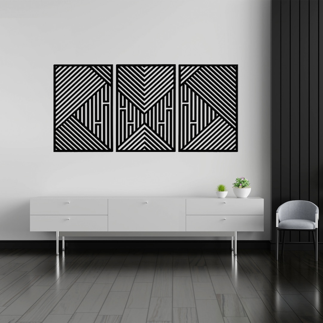Black Wood Art L Wood Wall Decor L Home Wall Art L Geometric - Etsy