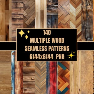 140 Diverse Wood Seamless Patterns - 7 Packs - PNG - Digital Download