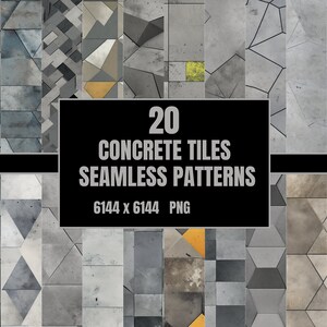 20 Concrete Tiles Seamless Pattern, DIY Craft Supply, Creative Home Decor, Crafters Delight, Unique Tile Design