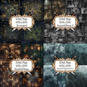 5 pakketten met DnD-kaarten, Roll20, Fantasy Grounds, Foundry, VTT, AI Digital Map, Sci Fi, DnD Battle Map, D&D