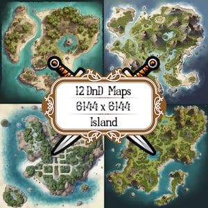 12 Dungeons and Dragons Map Set, Insel, DND Dungeon Maps, Spiel Accessoire, Tabletop RPG, Fantasy Adventure Map Pack