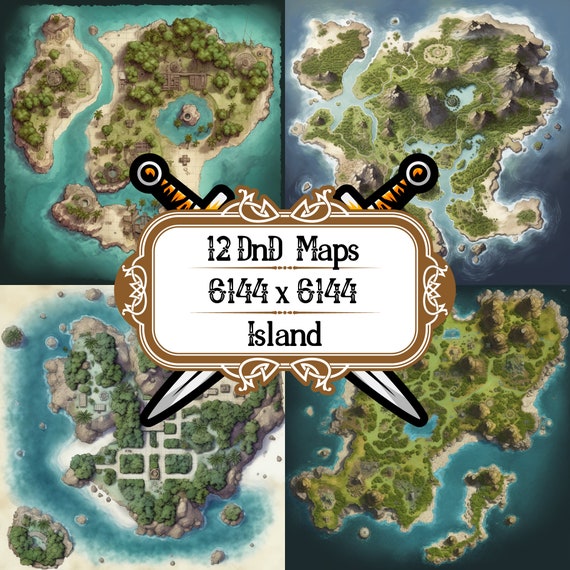 12 ダンジョンズ アンド ドラゴンズ マップ セット、島、DND