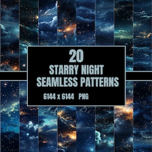 Modello senza cuciture del cielo notturno stellato, download digitale, tema astrale, arte stampabile, sfondo astronomico
