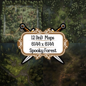12 Dungeons and Dragons Map Set, Spooky Forest, DND Dungeon Maps, Spiel Zubehör, Tabletop RPG, Fantasy Adventure Map Pack
