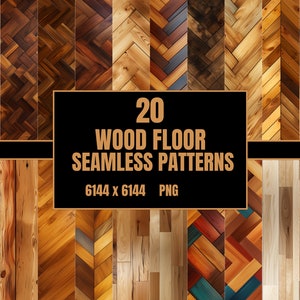 20 Various Wood Floor Seamless Patterns PNG - Digital Paper - Digital Download