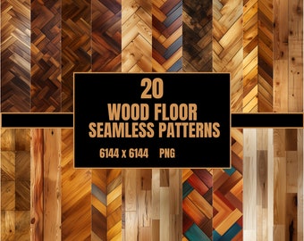 20 Various Wood Floor Seamless Patterns PNG - Digital Paper - Digital Download