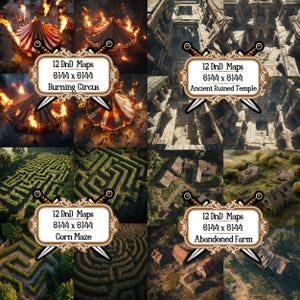 5 pakketten met DnD-kaarten, Roll20, Fantasy Grounds, Foundry, VTT, AI Digital Map, Sci Fi, DnD Battle Map, D&D