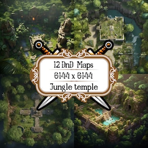 12 Jungle Temple, Dungeons and Dragons Map Set, DND Dungeon Maps, Game Accessory, Tabletop RPG, Fantasy Adventure Map Pack