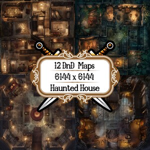12 Haunted House, Dungeons and Dragons-kaartenset, Roll20, VTT, Foundry, gameaccessoire, tabletop-RPG, fantasy-avonturenkaartenpakket