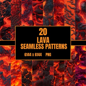 20 Lava Seamless Patterns PNG - Digital Paper - Digital Download