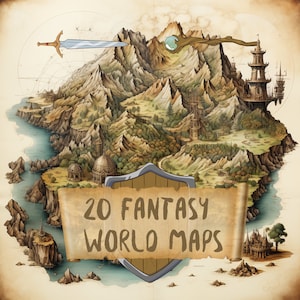 20 Vintage-Stil Fantasy Karte, Antike Weltkarte Druck, Alte Welt Wanddekoration, Spielzimmer Dekoration, Einzigartige Geschenkidee