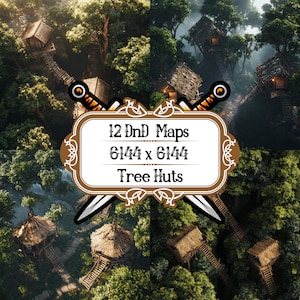 12 boomhutten, png, kaartset Dungeons and Dragons, Roll20, VTT, gieterij, gameaccessoire, tabletop-RPG, fantasy-avonturenkaartenpakket