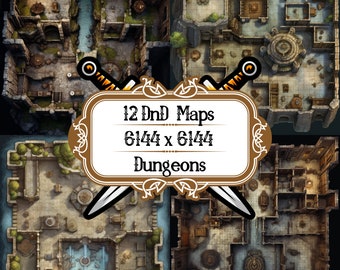 Ensemble de 12 cartes de donjons et dragons, cartes de donjons du MDN, accessoire de jeu, RPG de table, pack de cartes d'aventure fantastique