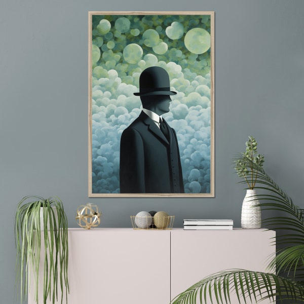 6 Rene Magritte Style Painting - Printable Wall Art - Digital Download