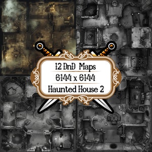 12 Haunted House 2, set mappe Dungeons and Dragons, Roll20, VTT, fonderia, accessori di gioco, gioco di ruolo da tavolo, pacchetto mappe Fantasy Adventure