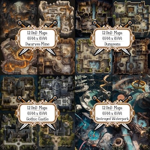 5 pakketten met DnD-kaarten, Roll20, Fantasy Grounds, Foundry, VTT, AI Digital Map, Sci Fi, DnD Battle Map, D&D