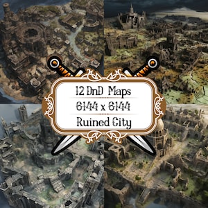 12 Dungeons and Dragons Map Set, Ruined City, DND Dungeon Maps, Spiel Zubehör, Tabletop RPG, Fantasy Adventure Map Pack