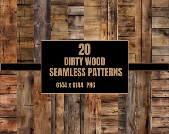 20 Vintage Wood Texture, Seamless Digital Pattern, Distressed Wooden Background, Rustic Charm