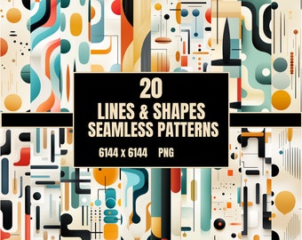 20 formes géométriques simples et lignes Seamless Patterns PNG - Papier numérique - Téléchargement numérique - Téléchargement instantané - Papier Scrapbook