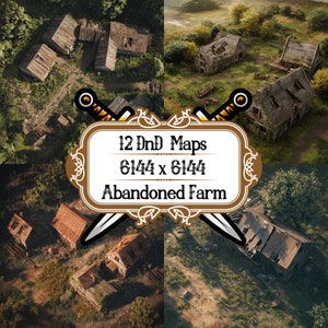 12 verlaten boerderij, png, kaartset Dungeons and Dragons, Roll20, VTT, Foundry, gameaccessoire, tabletop-RPG, fantasy-avonturenkaartenpakket