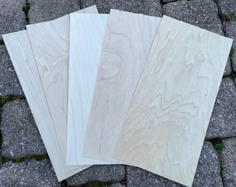 REVENDEURS BIENVENUE | Feuilles de placage en bois d'érable Craft 5 pièces | 6" x 12" chaque feuille | Solide 2 plis 0,020 pouces | Placages de bois