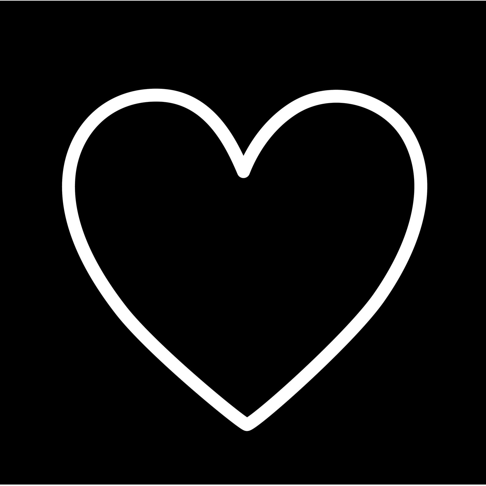 Black & White HEART OUTLINE SVG Instant Digital Download, Simple Black ...
