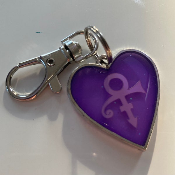 Heart bag charm / Keyring, small symbol, Prince inspired