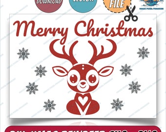 SVG: DIY Reindeer Christmas Card Design | Merry Christmas Card | Ornament Card | Cricut Cut File | Papercut | Cricut Silhouette | Svg Png