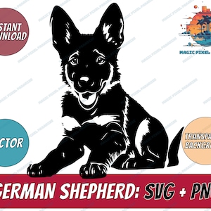 Polizeihund T-Shirt Design, Deutscher Schäferhund Welpe Digitaler Download, Cricut-Datei, Clipart-Datei, PNG, SVG, K-9 Hund