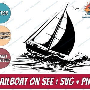 Puede incluir: Una silueta en blanco y negro de un velero navegando en un mar ondulado. El velero tiene una vela grande y se mueve rápidamente por el agua. Las olas rompen alrededor del barco, creando una sensación de movimiento y energía.