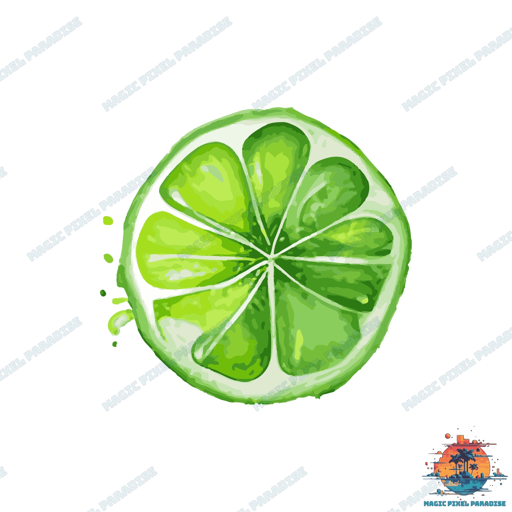 Watercolor Key Lime Clipart SVG Key Lime SVG and PNG Citrus Graphics