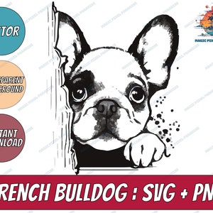 French Bulldog Svg Peeking Paws Cute Tongue Dog Breed K-9 Animal Pet Puppy Canine Pedigree Logo .SVG .PNG Clipart Vector Cricut Cut Cutting