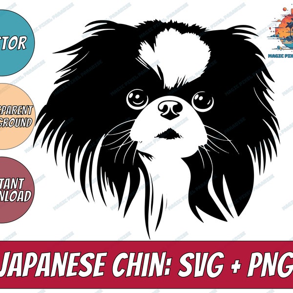 Cute Japanese Chin | SVG vector graphic art | cute dog design Japanese Chin | cut file cuttable cricut | Japanese Chin Clipart | JA Chin PNG