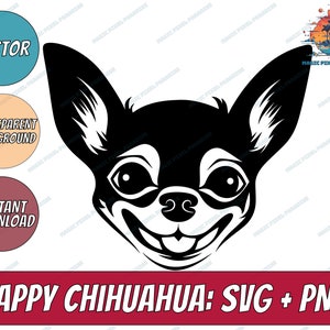 Happy Chihuahua SVG | Chihuahua Peeking SVG |  Smallest Dog Breed Clipart | Puppy | Mexican Dog Stencil | Dog Lover T-shirt Design| Png