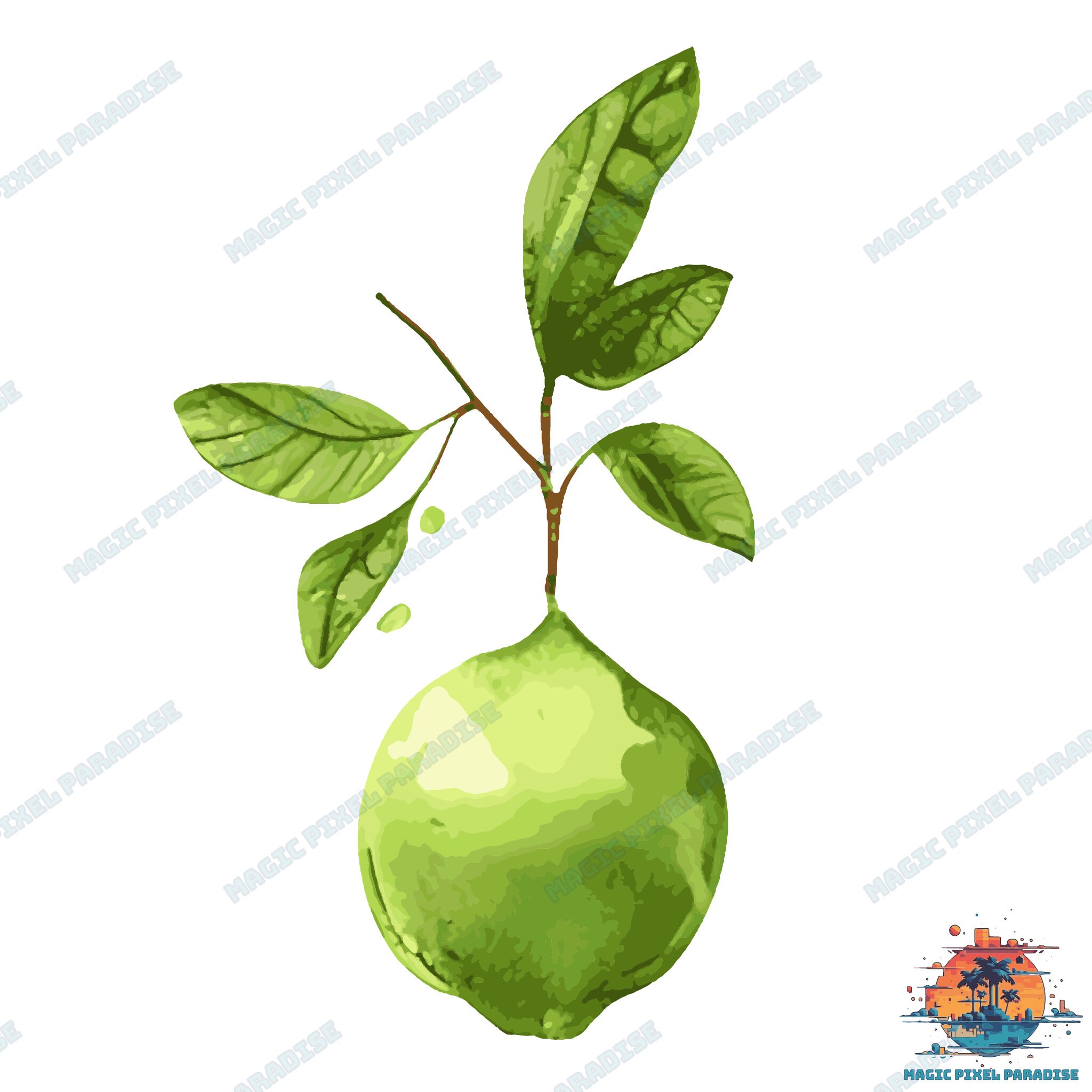 Watercolor Key Lime Clipart SVG Key Lime SVG and PNG Citrus Graphics