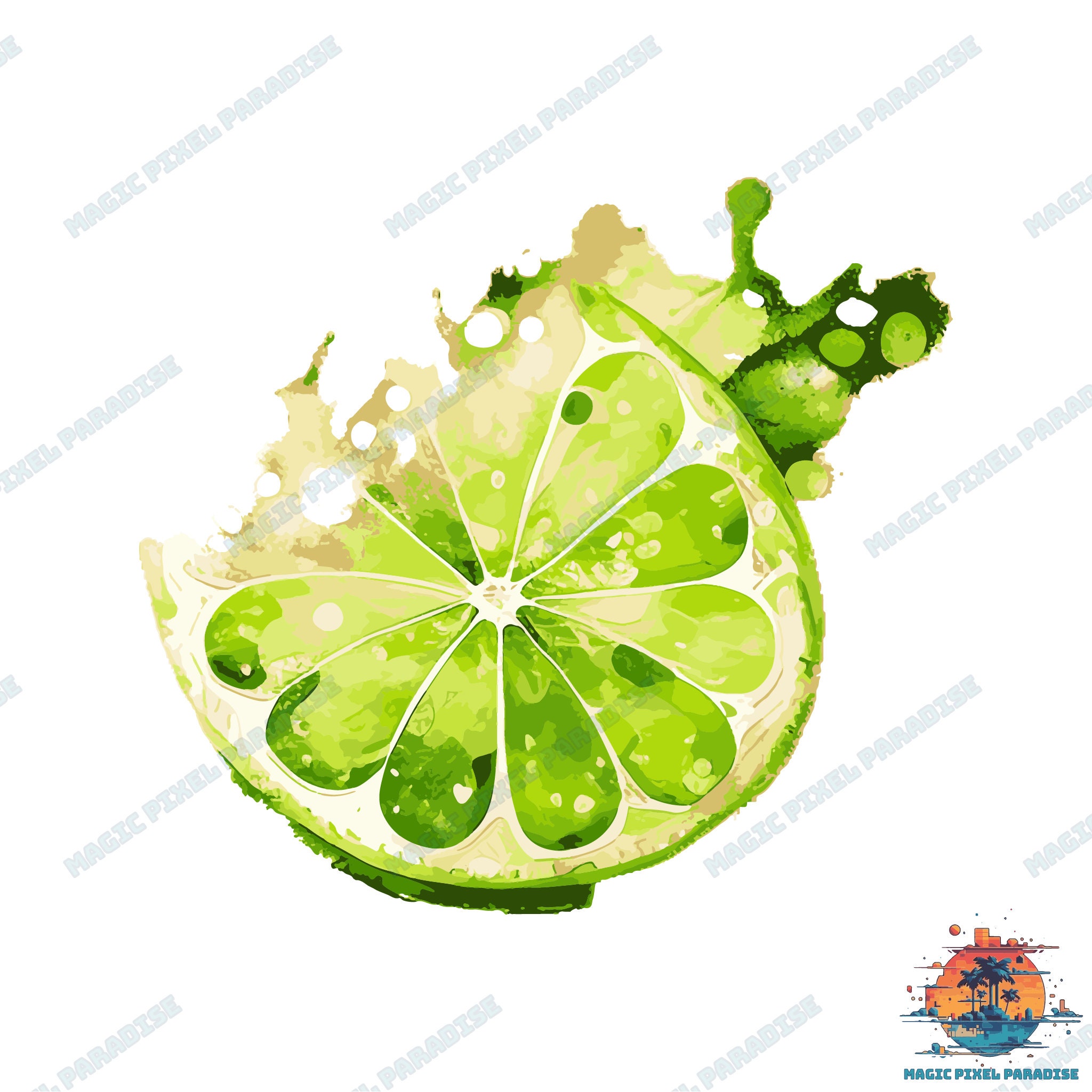 Watercolor Key Lime Clipart SVG Key Lime SVG and PNG Citrus Graphics