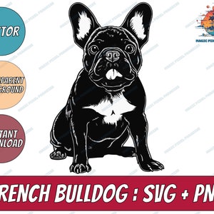 Buldog francuski SVG | Miłośnik psów Frenchie Cricut Cut File | Sylwetka zwierzęcia | Svg Png | Pobieranie cyfrowe | Szczeniak buldoga francuskiego Svg