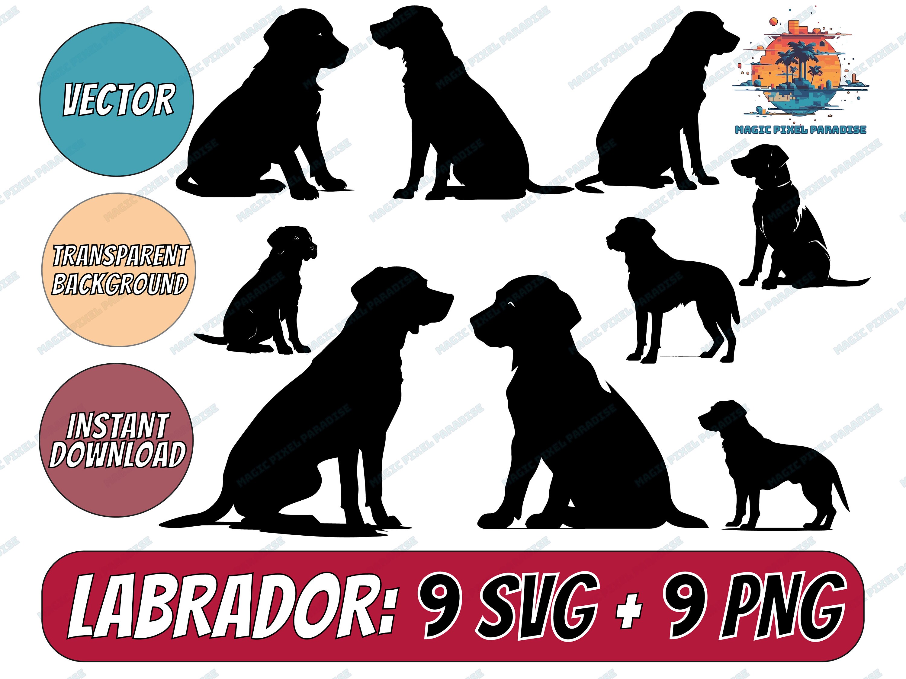 9 Labrador Dog, Dogs and Puppies Svg, Calcomanía De Perro Labrador ...