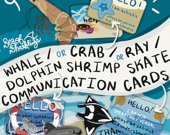 Whale / Dolphin, Ray & Crab Themed Communication Cards | Autism, Nonverbal / Speaking, Neurodivergence Communication Aid | Marine Life