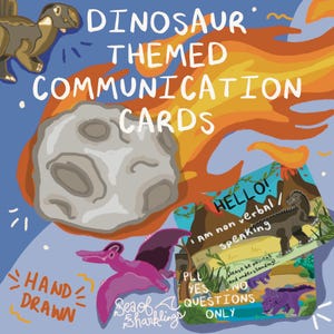 Sleutelhanger communicatiekaarten dinosaurusthema | Niet-spreken, non-verbaal, semi-verbaal, autisme, neurodivergent | TRex Triceratops Apatosaurus