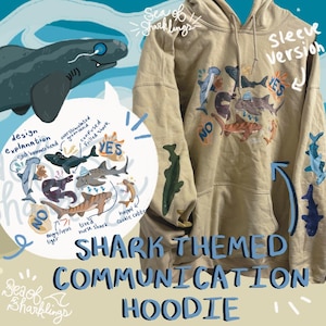Shark Communication Aid Hoodie - Ocean Wildlife Marine Biology Gift, Shark Week Apparel, Shark Lover Sweatshirt, Unisex Shark Hoodie, Shark