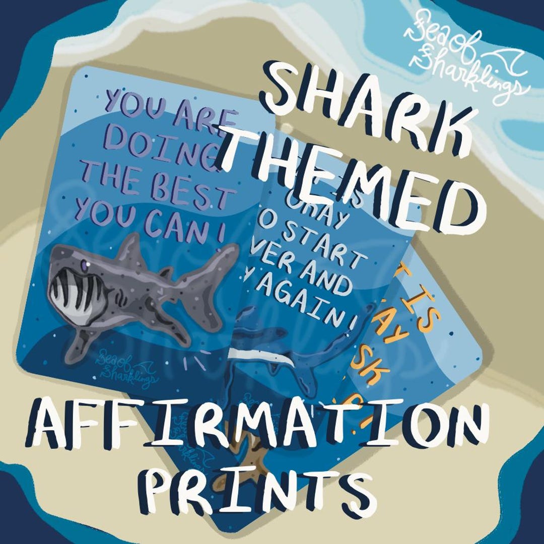 Shark Inspirational Print | Motivational Ocean Wall Art - Etsy