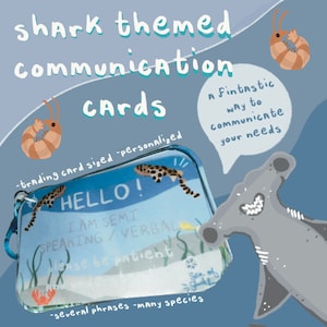 Shark Themed Communication Cards Keychain | Non Speaking, Non Verbal, Semi Verbal, Autism, Neurodivergent | Communication aid AAC