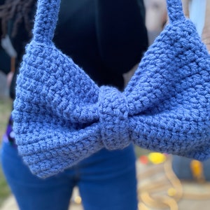 Crochet Bow Shoulder Bag-Crochet Shoulder bag-Knitted Bag-Gift for her-Christmas gift-Birthday gift-Coquette Bag-Coquette Crochet-Bow Bag