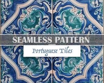 Portuguese Tiles, Seamless Pattern, Repeating Tiles, Repeating File, Digital Download