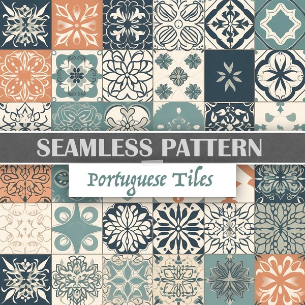 Portuguese Tiles, Seamless Pattern, Repeating Tiles, Repeating File, Digital Download