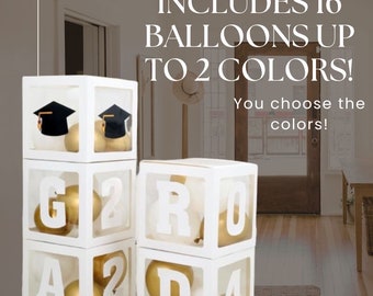 Graduation balloon boxes graduation party decoration*includes any color 16 balloons& grad year2024*graduation college high school graduation