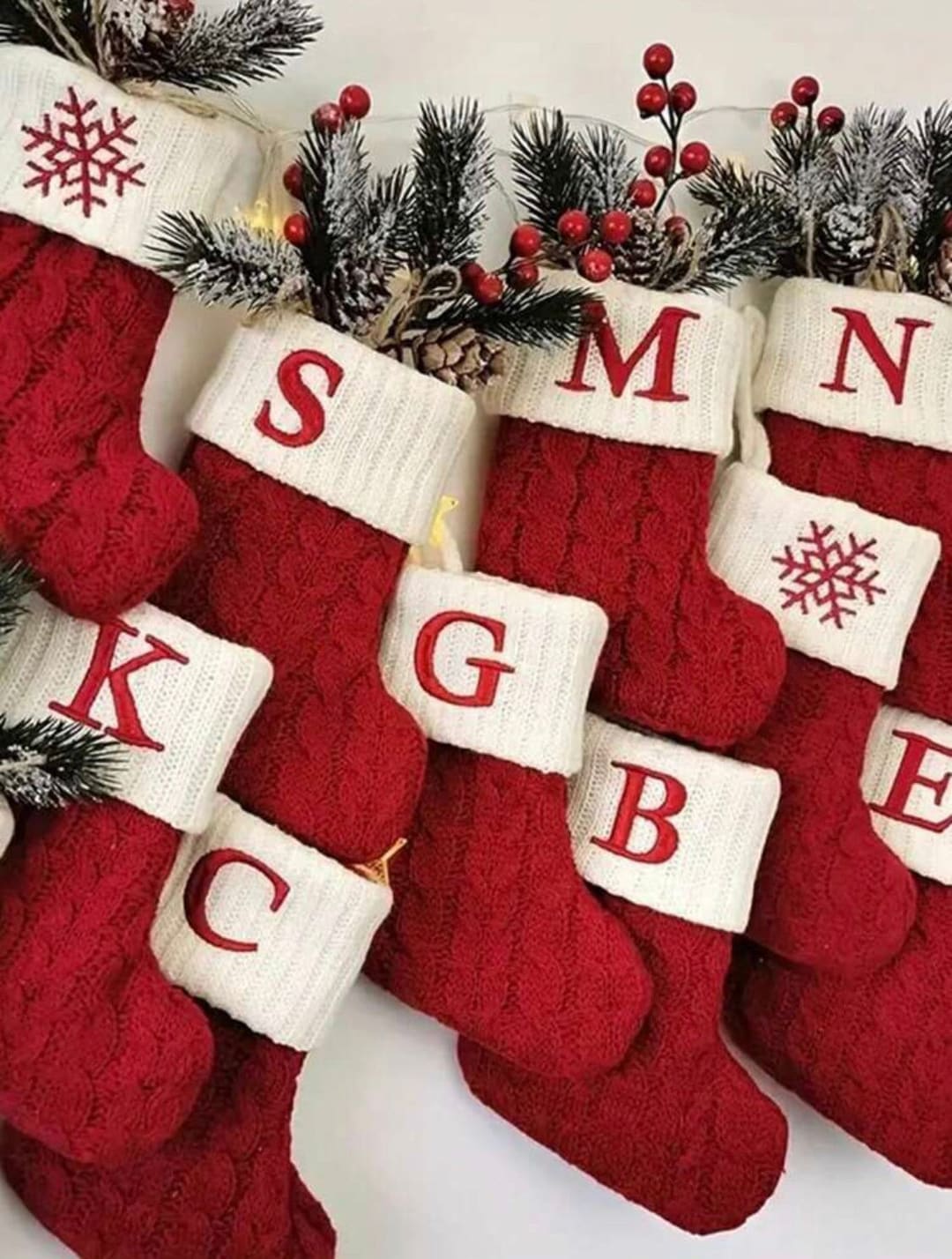 Letter Christmas Stocking Hand Knitted Christmas Ornament Decoration