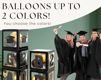 Graduation balloon boxes graduation party decoration*includes any color 16 balloons& grad year2024*grad college high school graduation BLACK